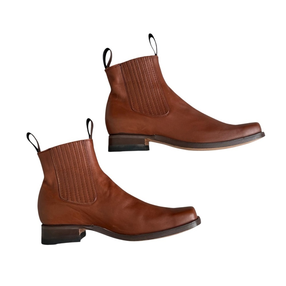 Handcrafted Handmade Soft Genuine Leather Chelsea Charro Boots Men’s Size 9 - Picture 5 of 12